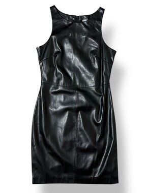 Tart Faux Leather Sleeveless Black Sheath Dress Sz XS